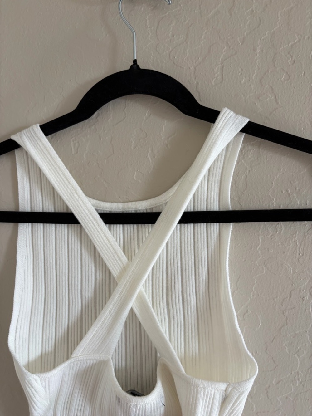 Forever 21 White Ribbed Scoop Neck Bodysuit